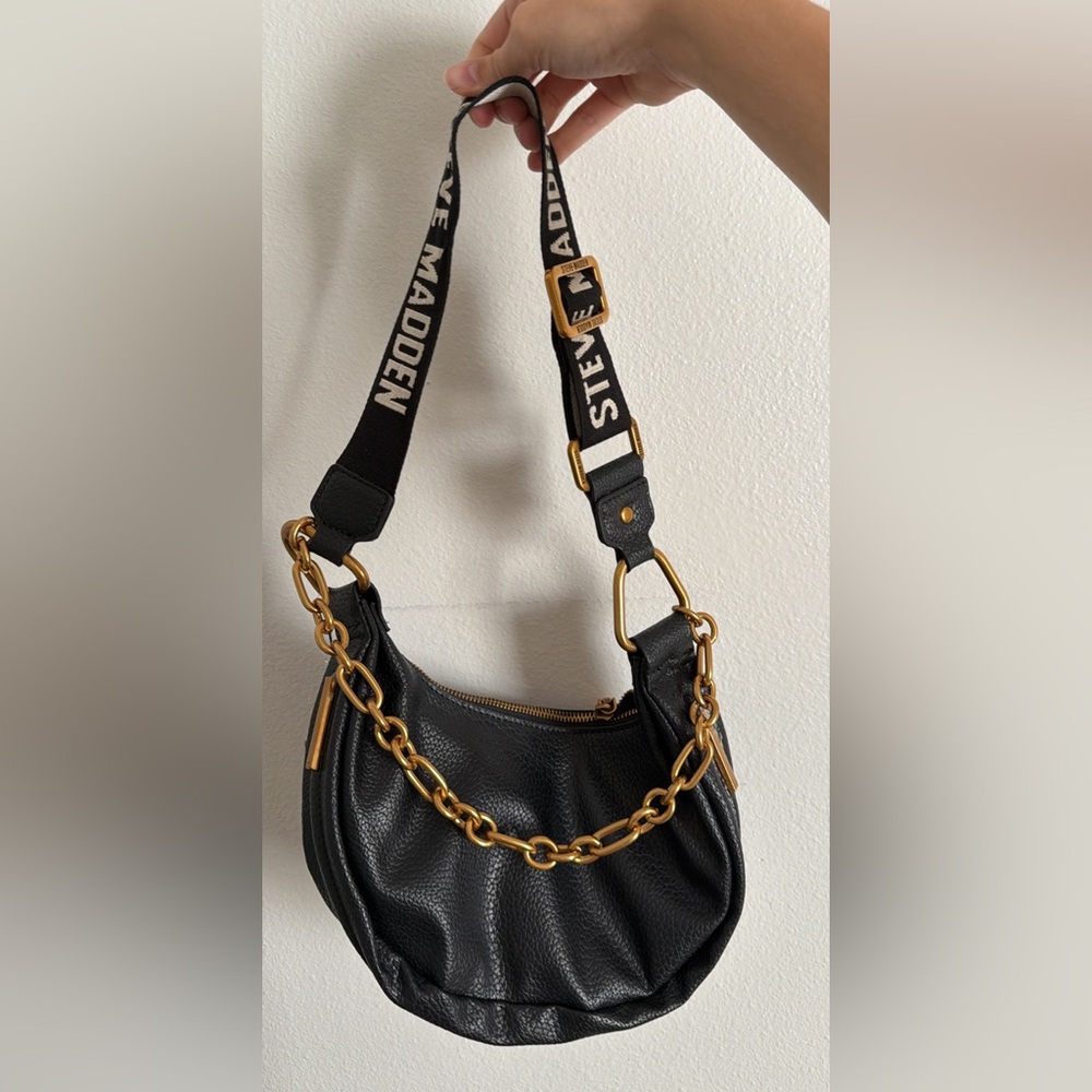 Steve Madden Black Bag with Gold Accents purse